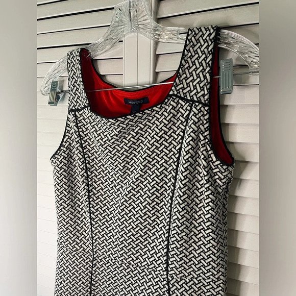 Lands’ End Women’s Dress Size 6T White Black Sleeveless A-Line Jacquard Flounce - Picture 5 of 16
